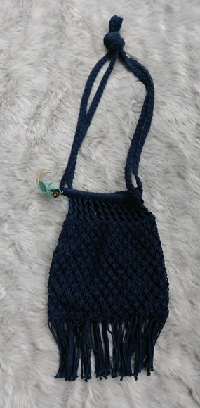Navy Blue Boho Crochet Bag - Picture 2 of 3